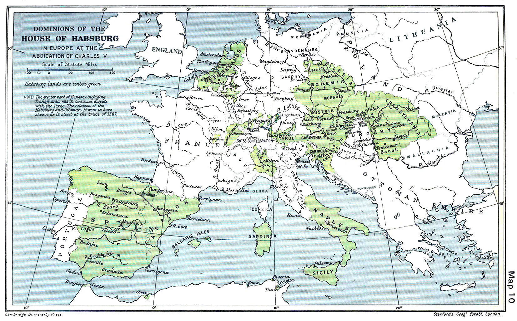 Habsburské državy v Evropě – historická mapa