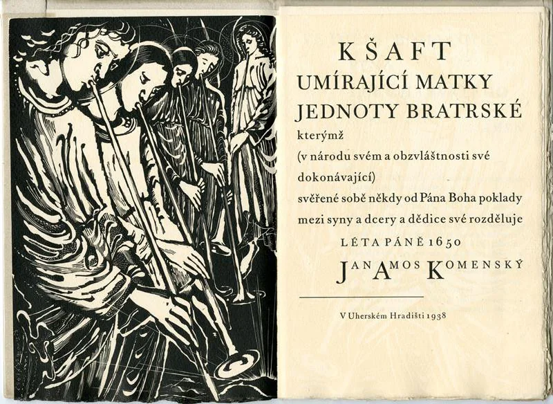 Kšaft umírající matky Jednoty bratrské – knižní dvoustrana